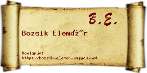 Bozsik Elemér névjegykártya